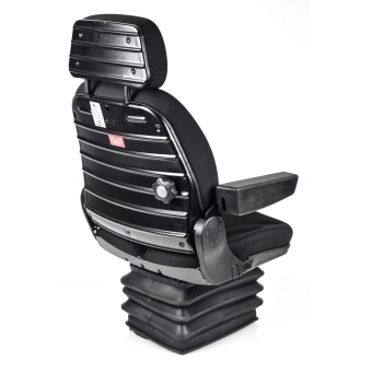 Fotel siedzenie ciągnikowe komfortowe  + podłokietnik + zagłowek (czarny materiał )